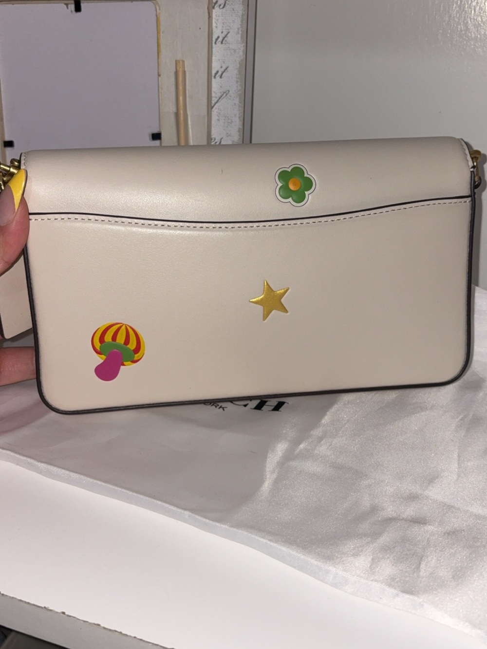 COACH Cream Leather Crossbody with Playful Sticker Motifs - Picture 3 of 6